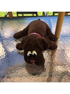 Pound Puppies Vintage Tonka 1985 Long Brown Puppy with Red Collar